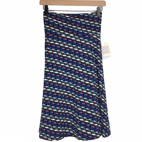 LULAROE Azure Skirt Knee Length Stained Glass Kaleidoscope Retro Mod Size XS NWT - Picture 5 of 14